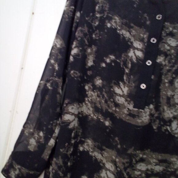 Mossimo Blouse Women XS Long Sleeve Sheer Pattern Black Gray - Picture 6 of 15